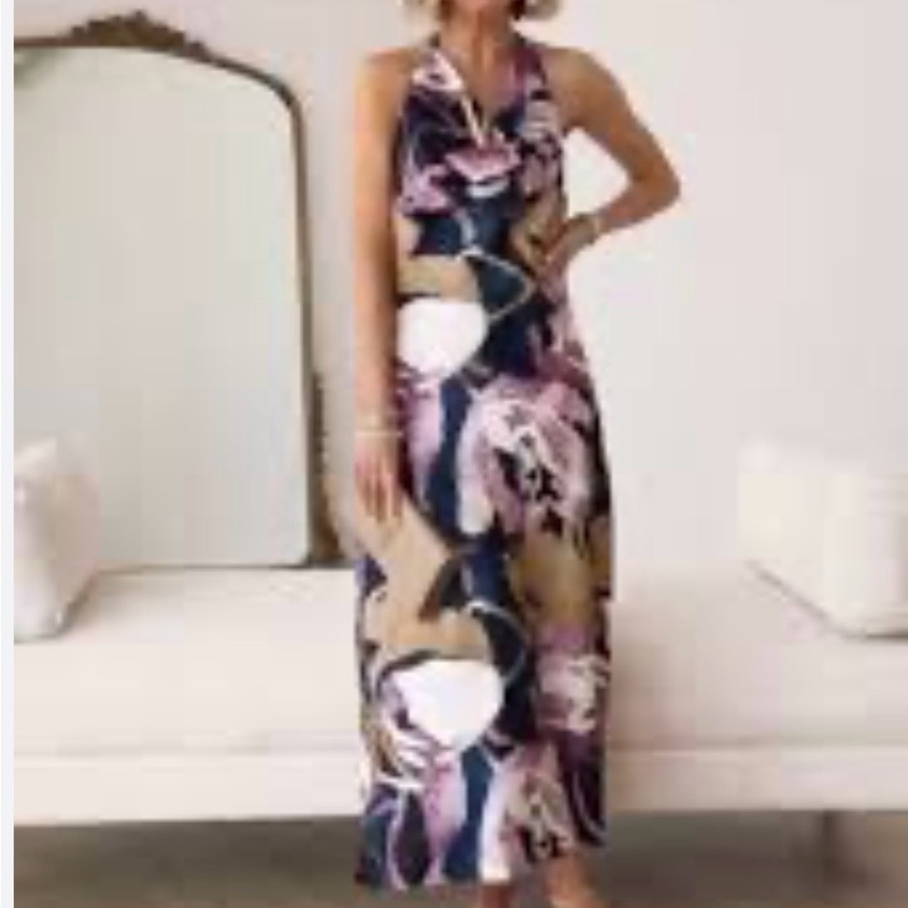 Banana Republic Factory Floral silk Halter Midi dress